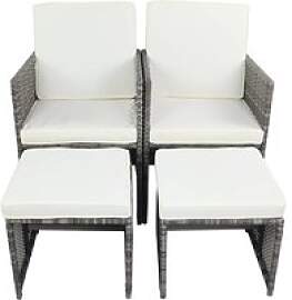 VCM Gartenstuhl 4er Set grau Rattan B/H/L: ca.