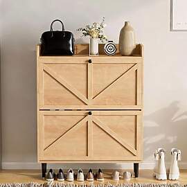 VDNEND Schuhschrank Holz Schmal mit 2