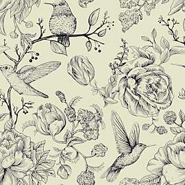 VEELIKE Fototapete Blumen Vogel 44.5 cm × 900 cm