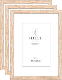 Veelot® 3x Bilderrahmen DIN A5 14.8x21cm,Natur
