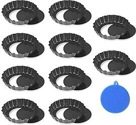 VEGCOO 10 Stück 10 cm Tarteform mit Hebeboden