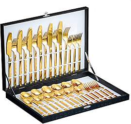 Velaze Besteck Set Gold, 30-teiliges Besteckset