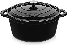 Velaze Gusseisen Topf 29cm, 6.5L Schwarz Gusseisen 