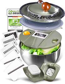 VELVOMAX 6in1 Salatschleuder Edelstahl 4.5L