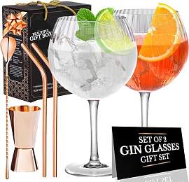 Vemacity Geriffelte Gin-Tonic-Gläser-Set | 2