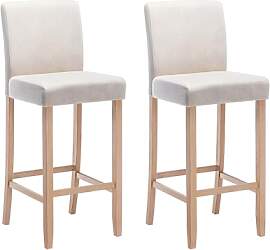 Vente-unique-Barhocker 2er-Set - Stoff - Beige -