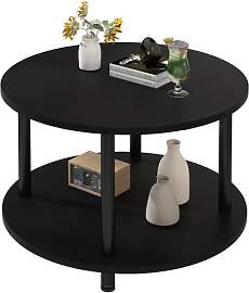 VERFARM Couchtisch Rund, 2 Ablagen,