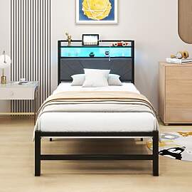VERFARM Polsterbett 90x200 cm Metallbett