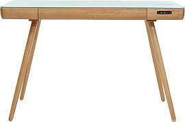 Vernetzter Multimedia-Schreibtisch - weißes Glas