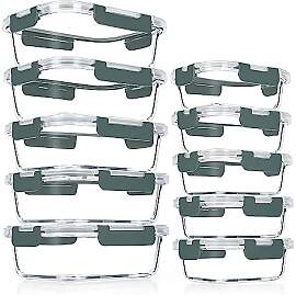 VERONES 10 Stück Glas Crisper Set, luftdichte
