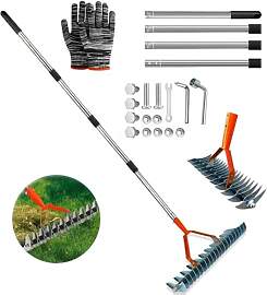 Vertikutierer Rechen mit Stiel 165cm,