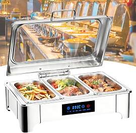 VFDZ Chafing Dish Elektrisch Glasdeckel, 9L