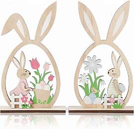 VgxRolq 2 Stück Osterhase Deko Holz, Süße