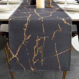 ViaElayu Tischläufer Modern Grau Gold Marmor