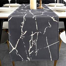 ViaElayu Tischläufer Modern Grau Weiß Marmor