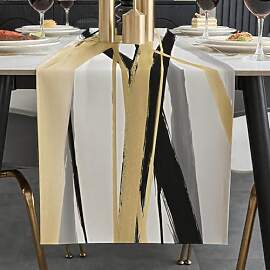 ViaElayu Tischläufer Modern Schwarz Gold Herbst