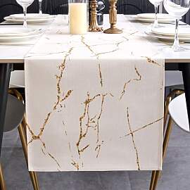 ViaElayu Tischläufer Modern Weiß Gold Marmor