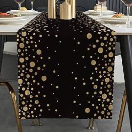 ViaElayu Tischläufer Schwarz Gold Modern