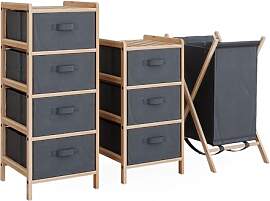 Vicco Badmöbel-Set Bruno, Grau, 3 Teile, besteht