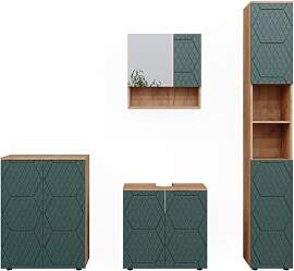 Vicco Badmöbel-Set Irma, Grün/Goldkraft Eiche,