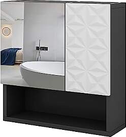 Vicco Badspiegelschrank Edge, Schwarz, 54 x 55 cm