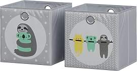 Vicco Faltbox, Grau, 30 x 30 cm (Motiv Faultiere), 
