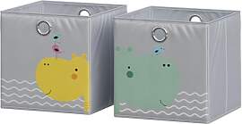 Vicco Faltbox, Grau (Bär & Nilpferd), 30 x 30 