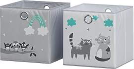 Vicco Faltbox, Grau (Katzen & Vögel), 30 x 30 