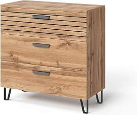 Vicco Kommode Amber, Eiche Wotan, 80 x 82 cm mit 3 