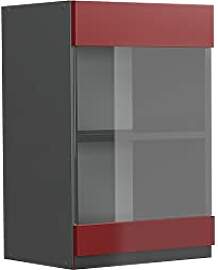 Vicco Küchenglasschrank R-Line, Rot, 40 cm