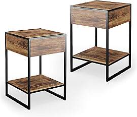 Vicco Nachttisch Fyrk, Antikholz, 2er Set, zur