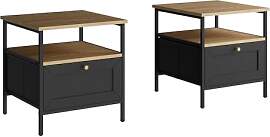 Vicco Nachttisch Lunis, Schwarz, 2er Set, zur