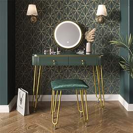 Vicco Schminktisch Grace, Dunkelgrün Hochglanz,