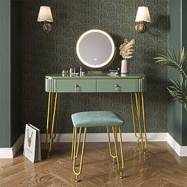 Vicco Schminktisch Grace, Grün, 100 cm mit LED