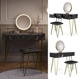 Vicco Schminktisch Ruby, Schwarz, 100 cm mit