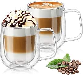 Vicloon Doppelwandige Latte Macchiato Gläser Set, 