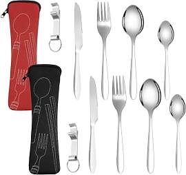 Vicloon Edelstahl Besteck Campingbesteck, 2