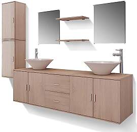 vidaXL 11tlg. BadmöbelSet Waschbecken Waschtisch