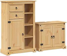 vidaXL 2-teiliges Badmöbel-Set Corona Massivholz