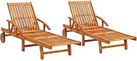 vidaXL 2X Akazienholz Massiv Sonnenliege Klappbar