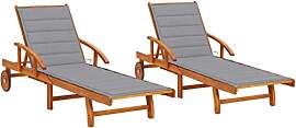 vidaXL 2X Akazienholz Massiv Sonnenliege mit