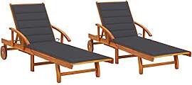 vidaXL 2X Akazienholz Massiv Sonnenliege mit