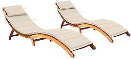 vidaXL 2X Akazienholz Massiv Sonnenliege mit
