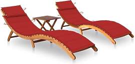 vidaXL 2X Akazienholz Massiv Sonnenliege mit Tisch 