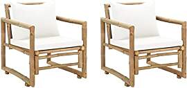 vidaXL 2X Gartenstuhl Bambus Gartensessel Outdoor