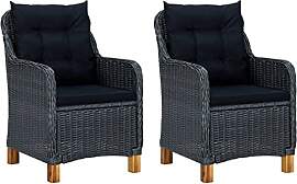 vidaXL 2X Gartenstuhl mit Kissen Gartenmöbel