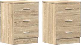 vidaXL 2X Nachtschrank 3 Schubladen Nachttisch