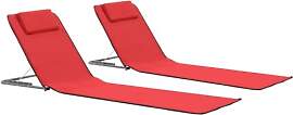 vidaXL 2X Strandmatte Klappbar Rot Sonnenliege