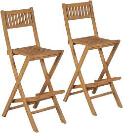 vidaXL 2X Teak Massiv Garten Barstuhl Klappbar