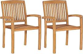 vidaXL 2X Teak Massiv Gartenstuhl Stapelbar